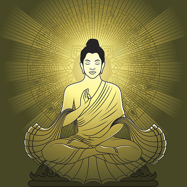 medytować budda - happyman stock illustrations