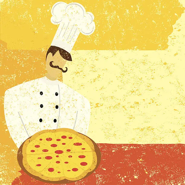 Vector illustration of Pizza chef