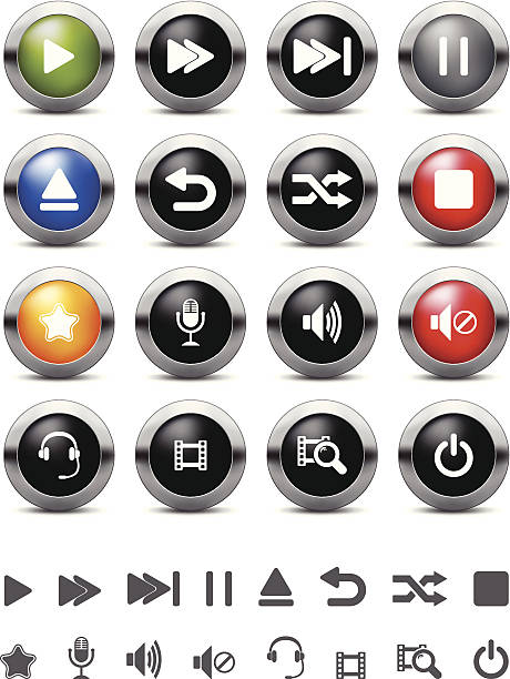 Media Player Button Set Media player button set. eject button stock illustrations