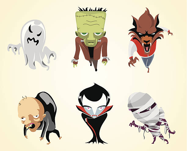 halloween potwór zestaw - wobbly stock illustrations