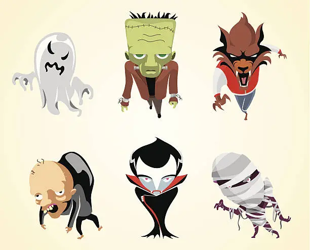 Vector illustration of Halloween Monster Set