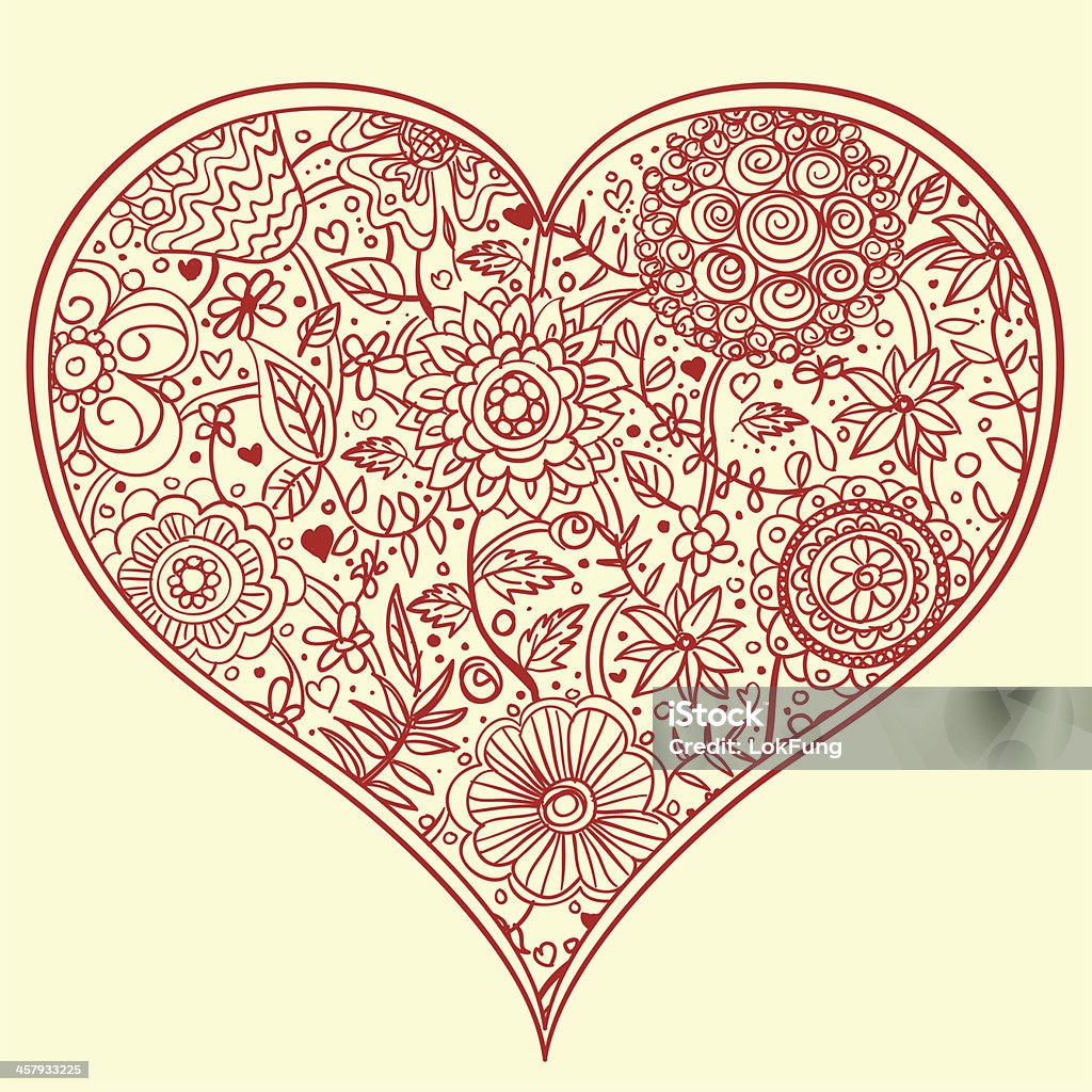 Flowers pattern inside a heart shape frame Flowers pattern inside a heart shape frame, in colour. Blossom stock vector