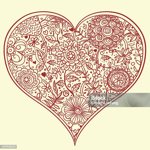 Flowers Pattern Inside A Heart Shape Frame Stock Illustration - Download Image Now - Blossom, Border - Frame, Camellia