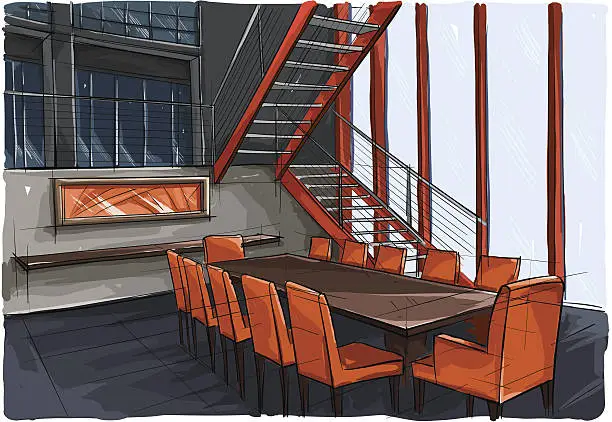 Vector illustration of Interior of the modern office building