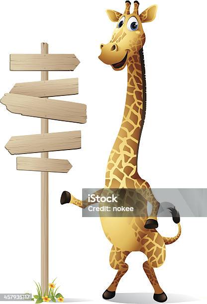 Giraffe Road Sign Stock Illustration - Download Image Now - Giraffe, Cartoon, Road Sign