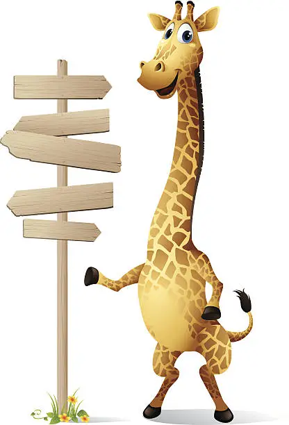 Vector illustration of Giraffe - road sign