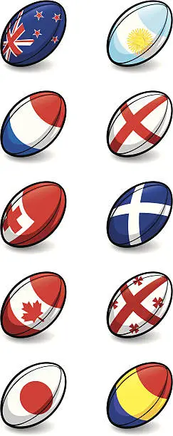 Vector illustration of Rugby World Cup 2011 Team Balls Pool A and B