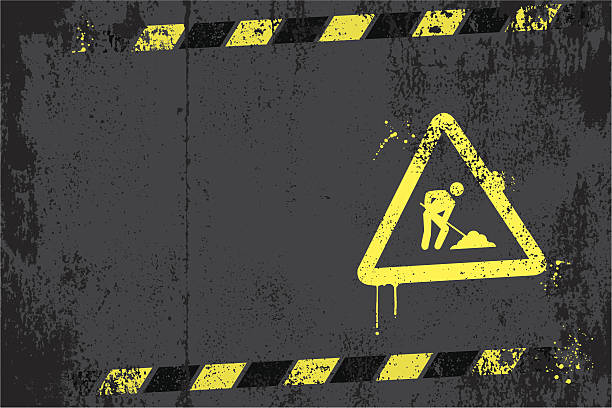 ilustrações de stock, clip art, desenhos animados e ícones de em construção graffiti - construction site sign road warning sign warning sign