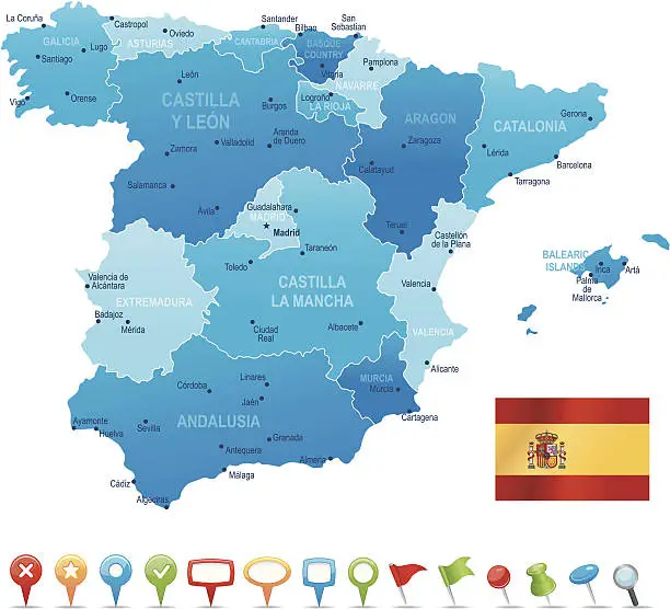 Vector illustration of Spain - highly detailed map