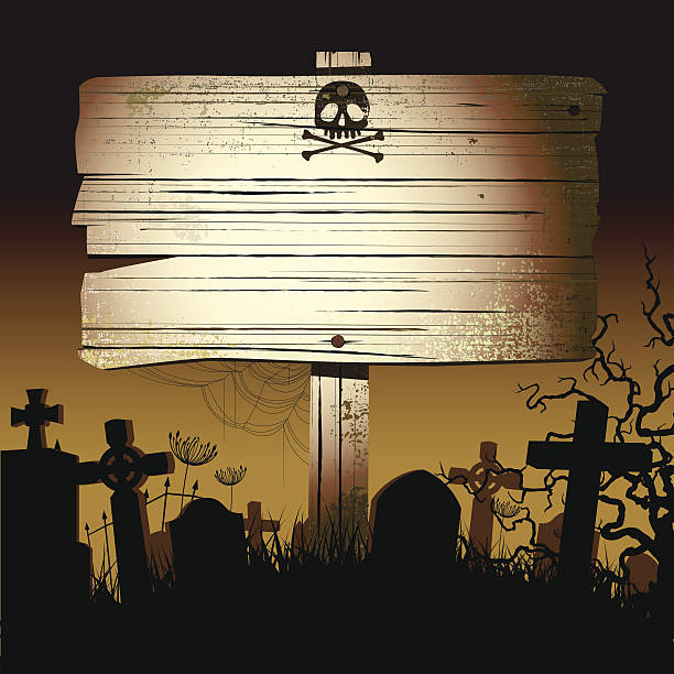 illustrations, cliparts, dessins animés et icônes de panneau de «scary halloween - rusty symbol wood backgrounds