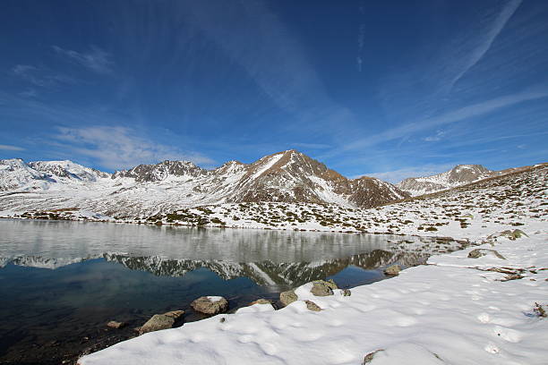 istock Reflection & First Snow in Autumn, Panorama Hirschebensee, Tyrol, Austria 457943711