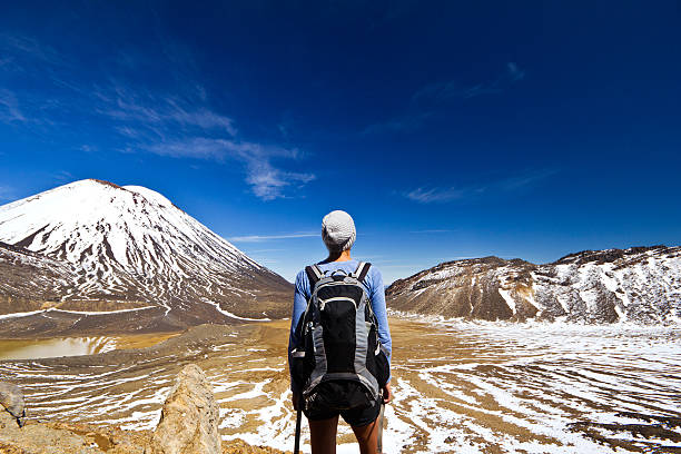 istock Rear of hiker facing mountains 457946001