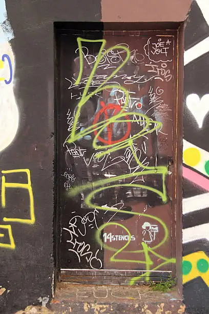 Photo of Colourful Graffiti Doors made in the late Summer time in Spain, 2013
