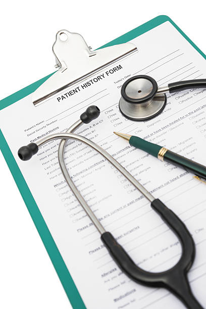 istock patient history form and stethoscope with clipping path, medical 457950875