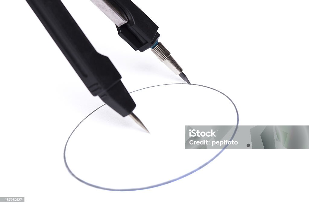 Drawing compass  and circle Drawing compass  and circle on white background  Circle Stock Photo
