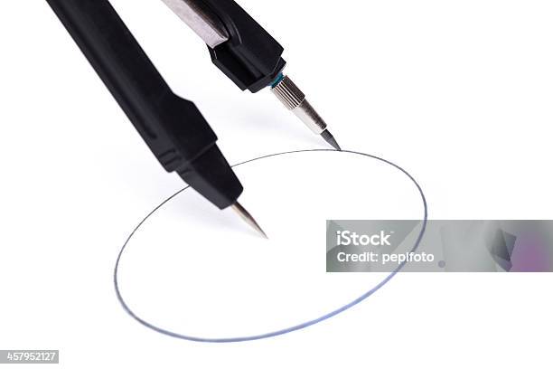 Drawing Compass And Circle Stock Photo - Download Image Now - Circle, White Background, Accuracy