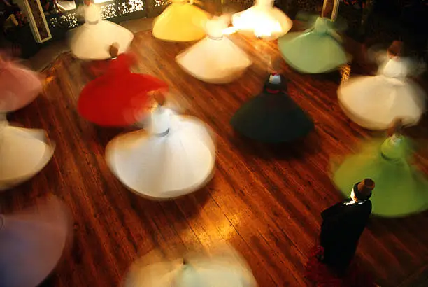 This ceremony of The Whirling Dervishes has been performed in İstanbul , at the Sufist Monastery.