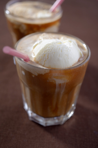 Coffee with ice cream in glasses