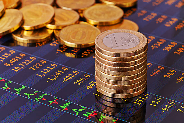 istock Golden coins, euro  and financial chart 457970331