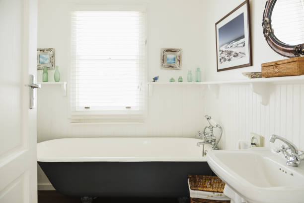 istock Claw foot bathtub in ornate bathroom 457977575