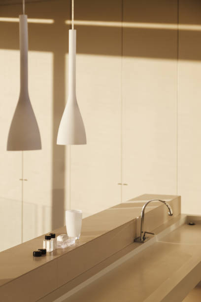 istock Sink and pendant light in modern bathroom 457982643