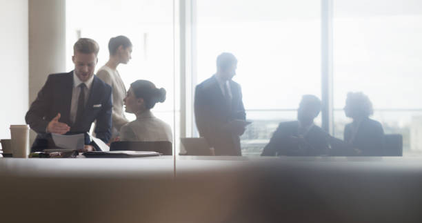 istock Business people talking in meeting 457983633