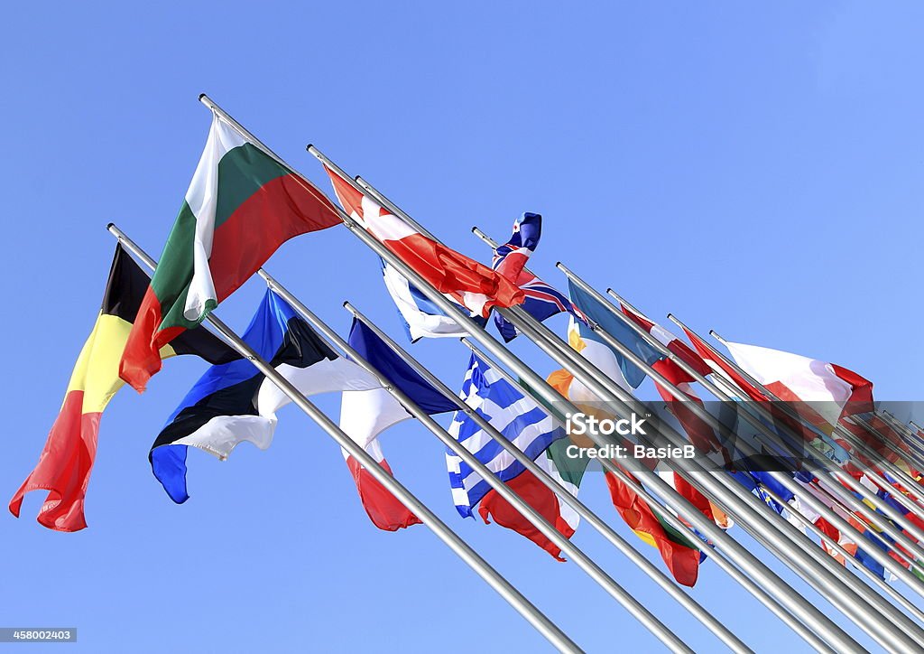 Waving flags - Lizenzfrei Aufnahme von unten Stock-Foto