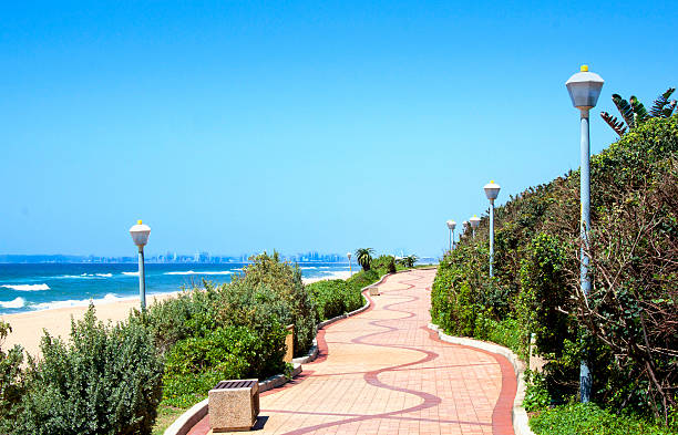 istock Winding Pedestrian Walkway With Beach And Ocean Backdrop 458003059