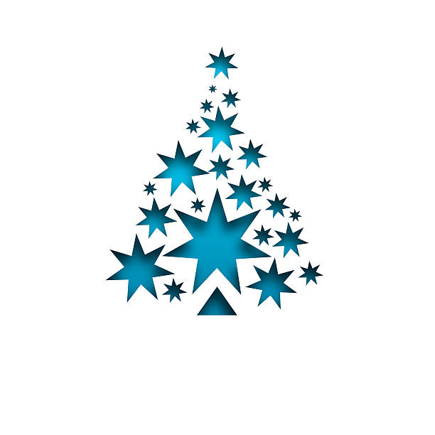 Christmas card. Tree design. Blue stars