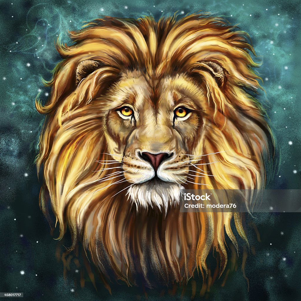 king lion Aslan king lion Aslan digital painting Lion - Feline stock illustration