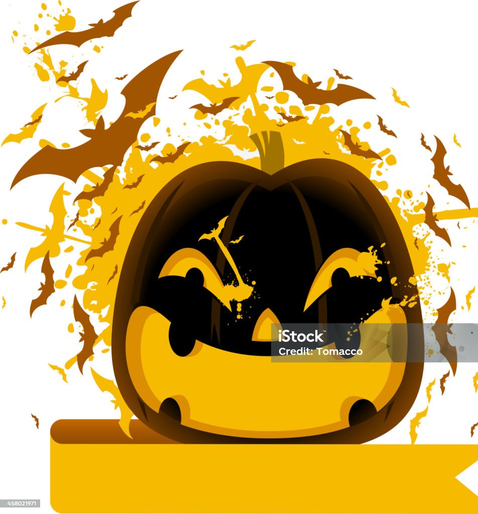 Citrouille d'Halloween avec des chauves-souris - clipart vectoriel de Film d'horreur libre de droits