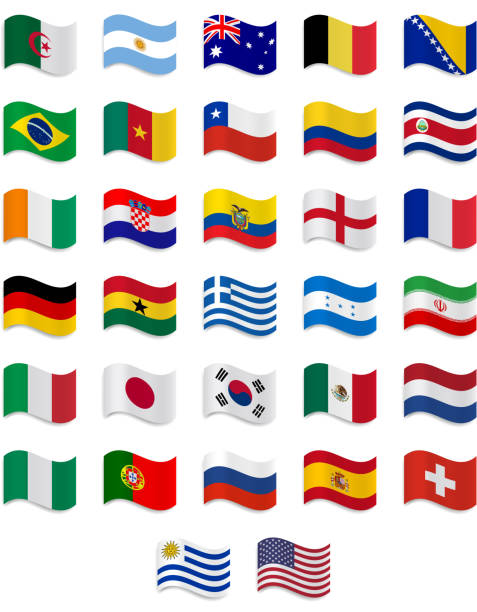 бразилия 2014 — полный флаг collection - portugal ghana stock illustrations