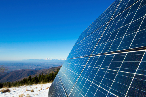 solar cells on the top of the mountain, italy