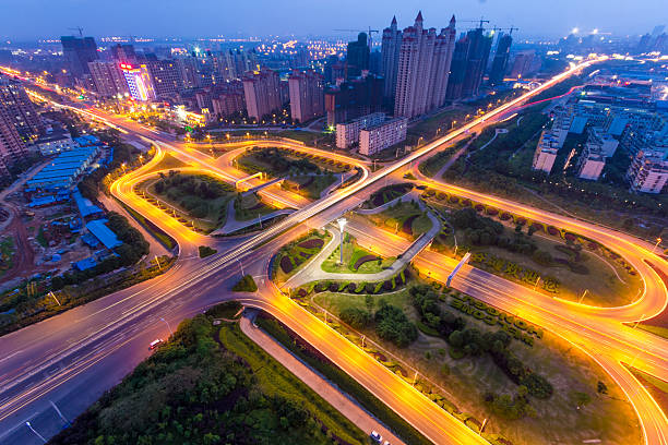 istock Modern city, a busy overpass 458050619