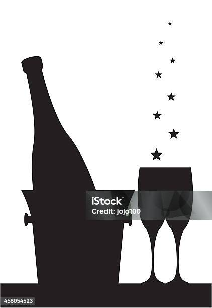 Champagner Im Eimer Mit Brillesilhouette Stock Vektor Art und mehr Bilder von Bildhintergrund - Bildhintergrund, Champagnerglas, Dinnerparty