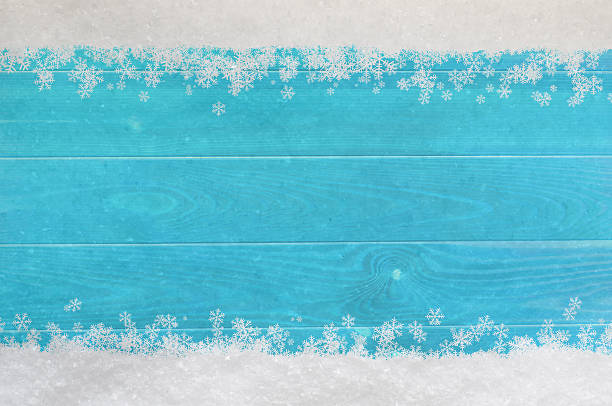 istock Christmas Snowflake Border on Blue Wood 458058553