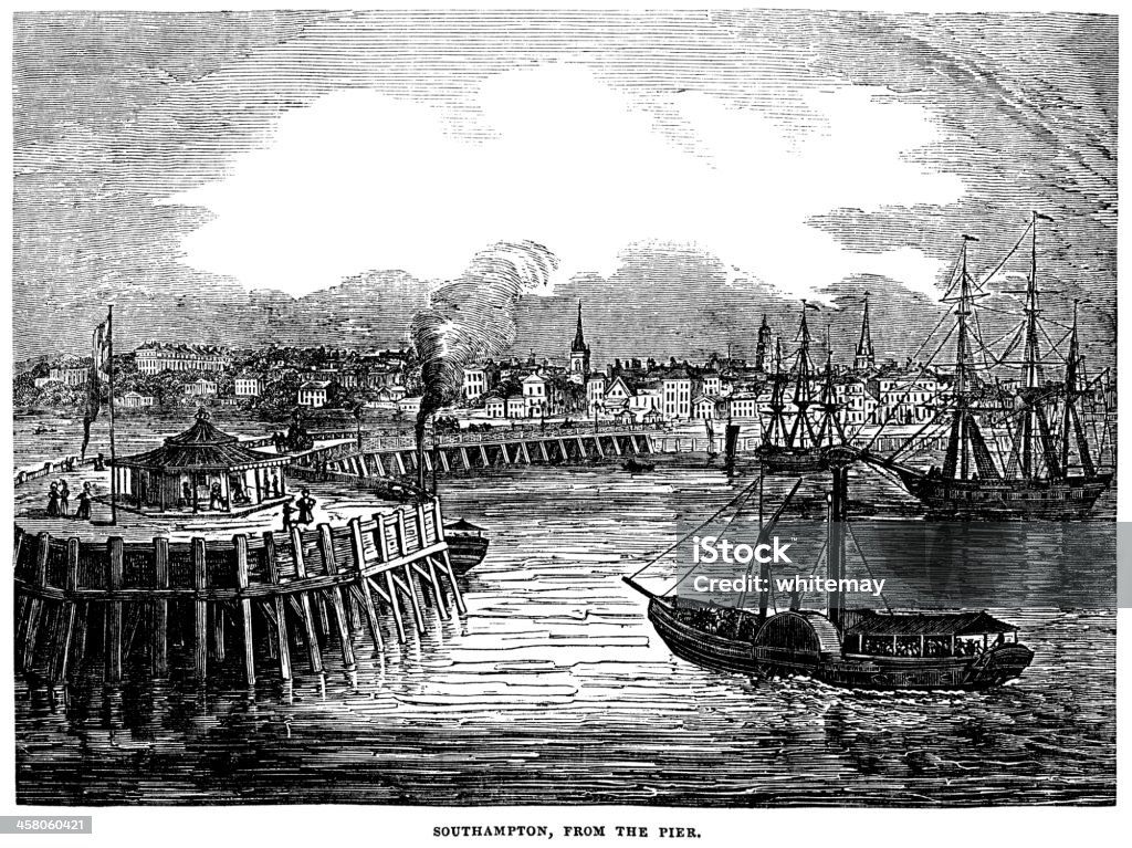 Southampton do cais (Victorian Gravação) - Royalty-free Cais - Estrutura Feita pelo Homem Ilustração de stock