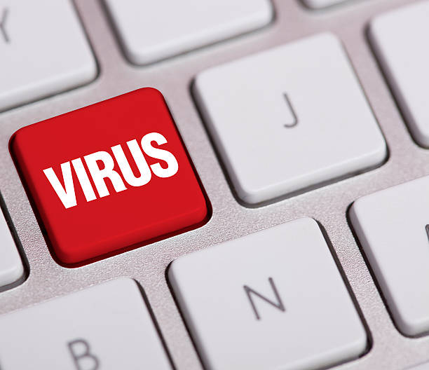istock Closeup of Virus Alert Sign in Internet 458060623