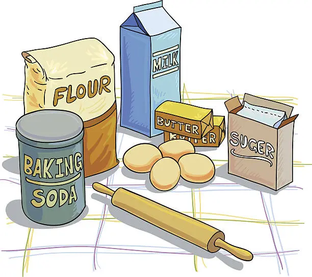 Vector illustration of Baking ingredients illustration