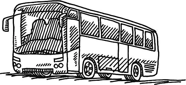 Vector illustration of Bus Transportation Drawing