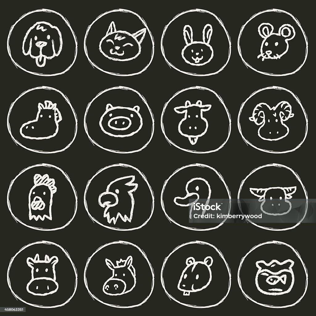 Hand drawn icons of various pets Vector File of Doodle Pet Icon Set Domestic Cattle stock vector