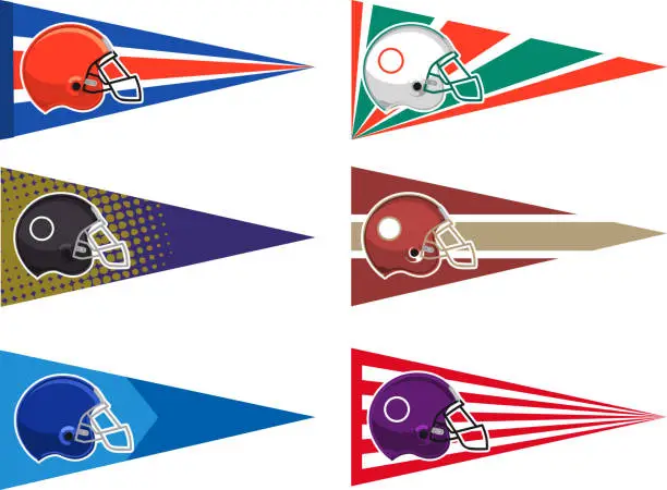 Vector illustration of Football pennant set