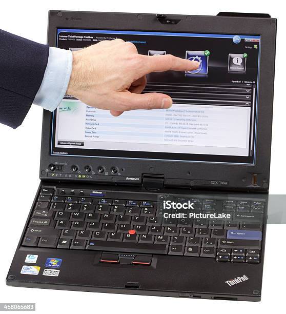 Lenovo Thinkpad X200 Tablet Notebook Computer Stock Photo - Download Image Now - Adult, Black Background, Black Color