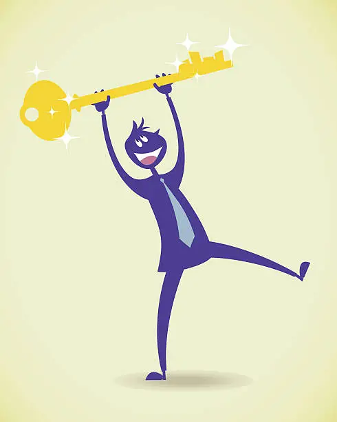 Vector illustration of Man holding the key