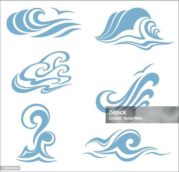 Symbole Vague Vecteurs libres de droits et plus d'images vectorielles de Cascade - Cascade, Icône, Motif en vagues