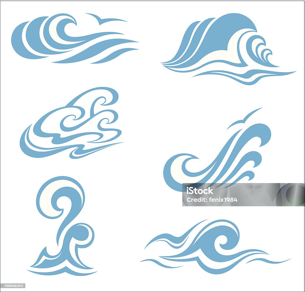 symbol wave symbol wave-set. See also Waterfall stock vector