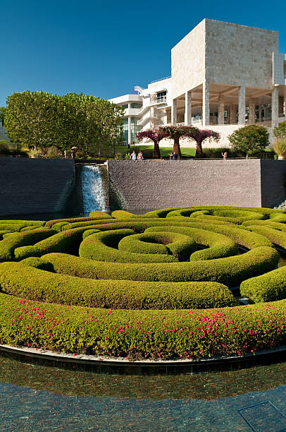 June 8, 2018 Los Angeles / CA / USA - Robert Irwin's Central Garden at Getty Center at sunset