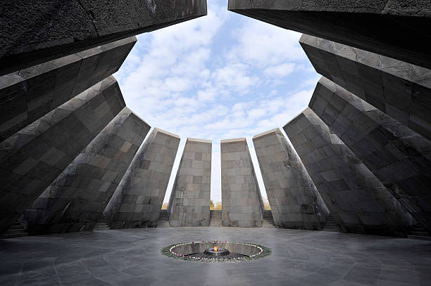 Eternal flame in Tsitsernakaberd memorial stock photo