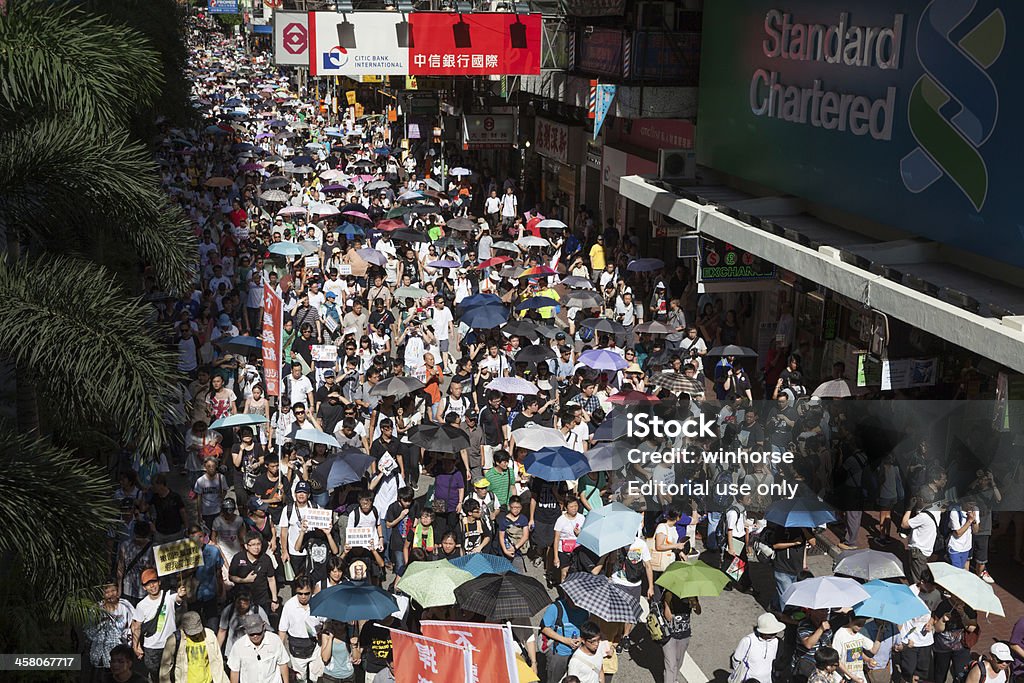 Protesta contra la educación nacional en Hong Kong - Foto de stock de 2012 libre de derechos