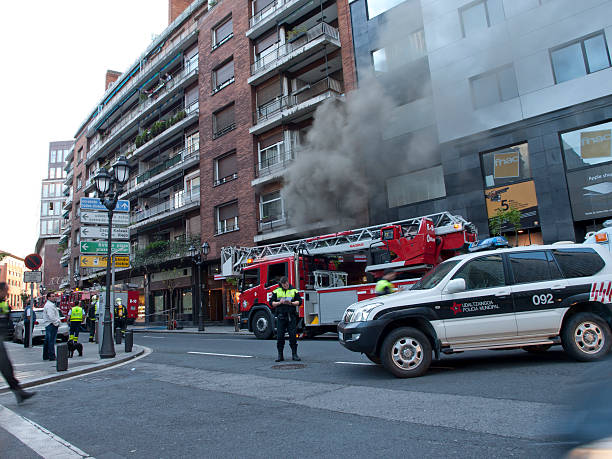 Fire in Bilbao stock photo